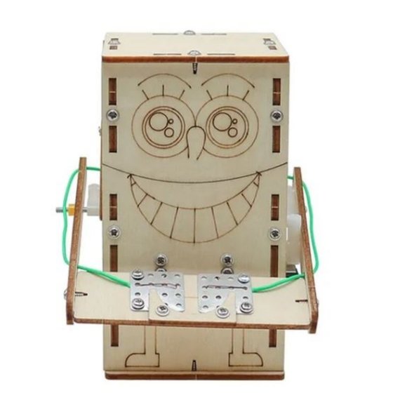 Robot Piggy Bank STEM Craft DIY Wood Coin Eating Puzzle Project Science Toy - Picture 3 of 10